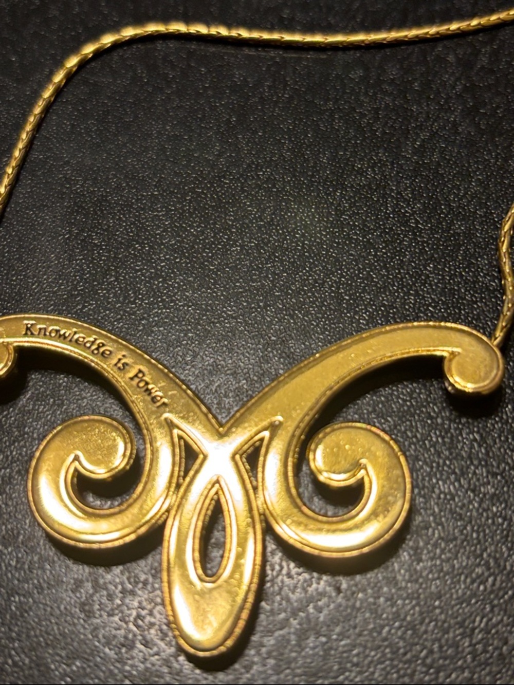 Brighton Hammered Gold Scroll Necklace - Versailles Royale Knowledge Is Power - Picture 4 of 11